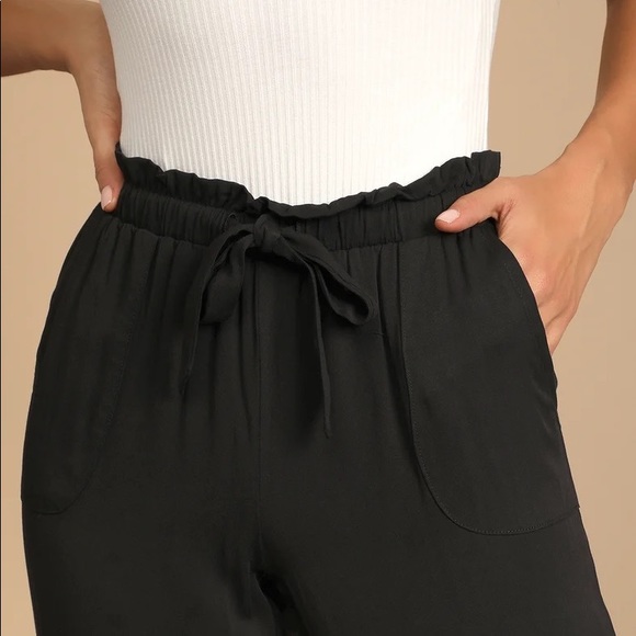 Lulus Sebastian jersey black paper bag pants - Picture 4 of 12